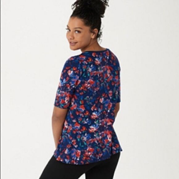 Cuddle Duds Animal Print Leopard Crew Neck Elbow sleeve Knit Pullover Peplum Top - Picture 2 of 7